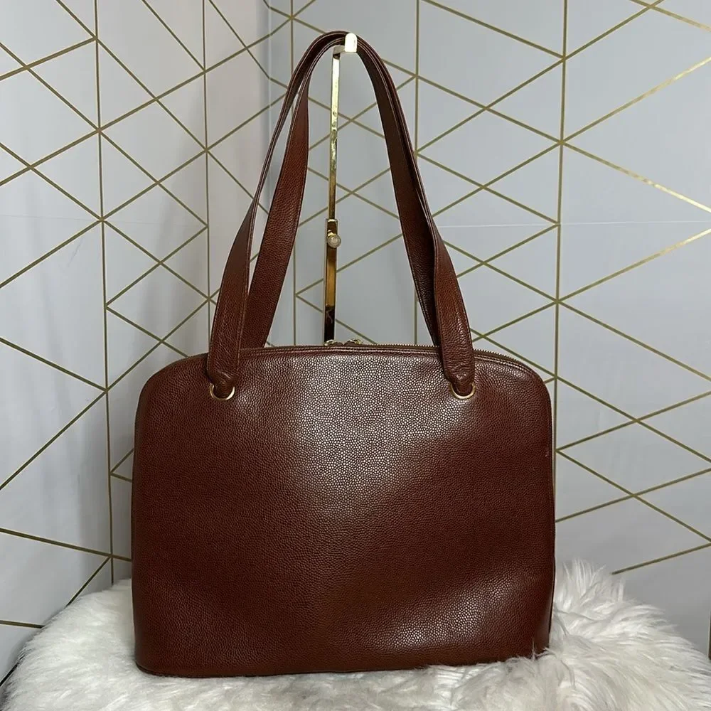 💯Authentic Chanel Caviar Double Zipped Handbag🍀